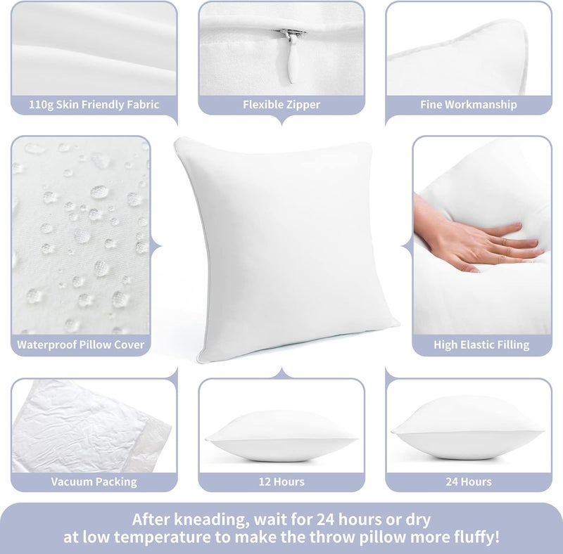 QSWRD 12 x 20 Outdoor Throw Pillow Inserts Set of 2 Waterproof Rectangle Lumbar Premium Decorative Couch Pillow Inserts Stuffers Form Small White Sofa Cushions Indoor - Image 5